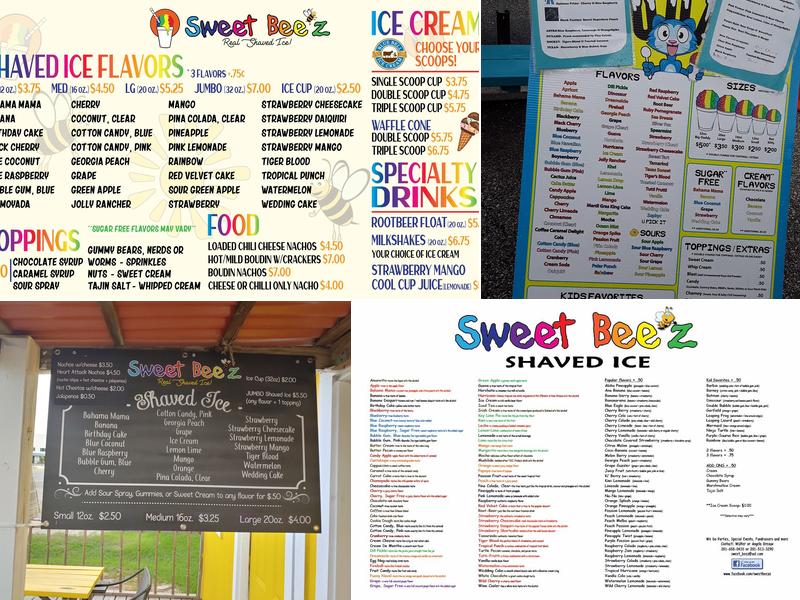 Sweet Bee'z x Mr Fricklz Shaved Ice Menu