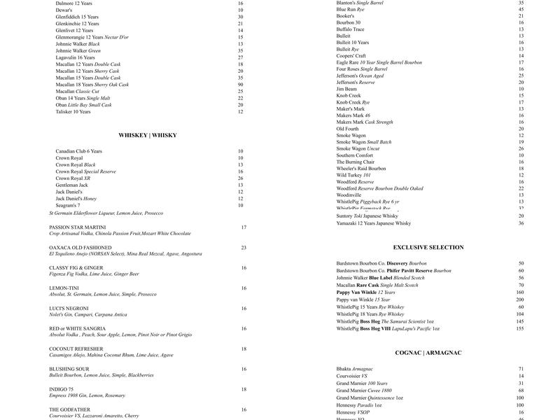 Luciano's Ristorante Italiano Menu