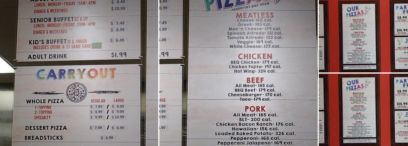 Stevi B's Pizza Buffet Menu