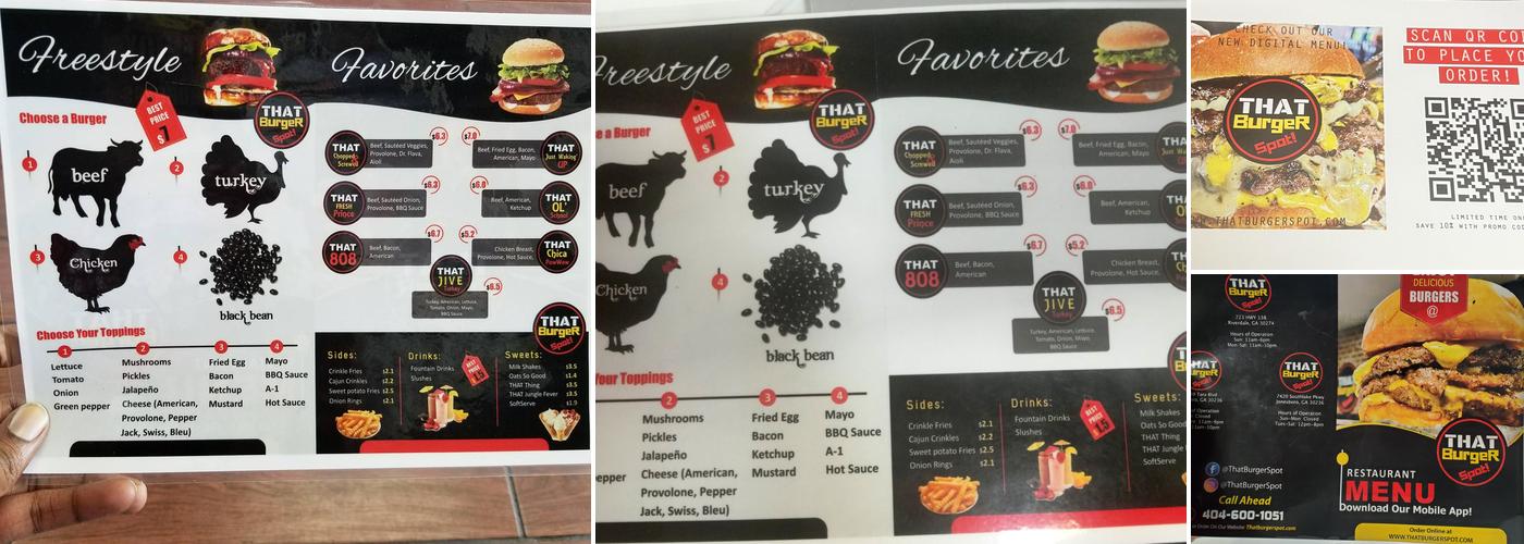 THAT Burger Spot! #1 Menu