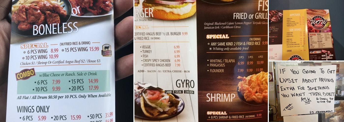 WOW BURGER & SEAFOOD Menu