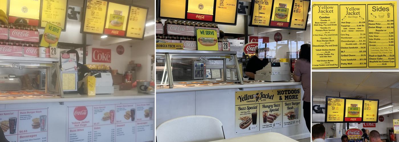Yellow Jacket Hot Dogs Menu