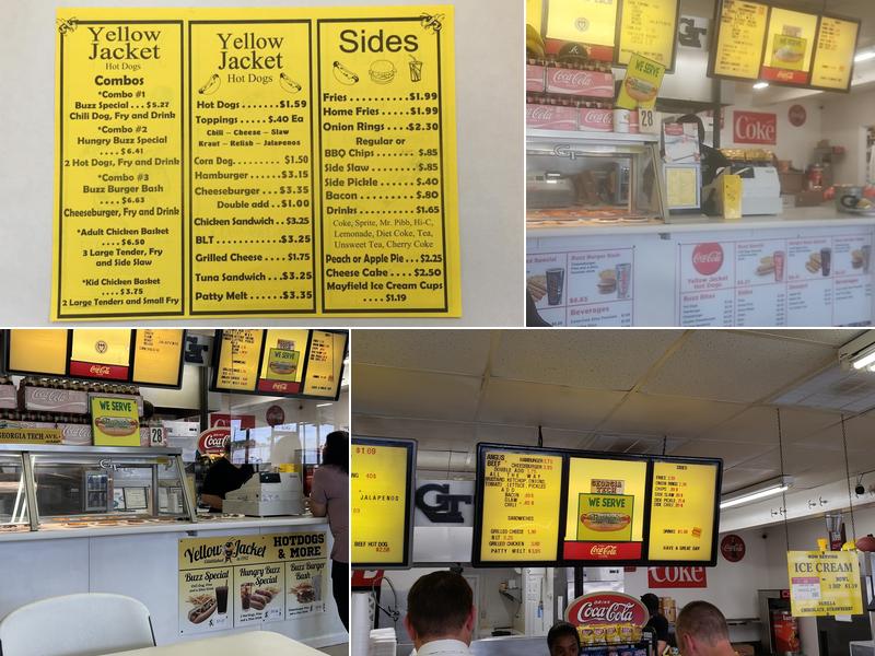 Yellow Jacket Hot Dogs Menu