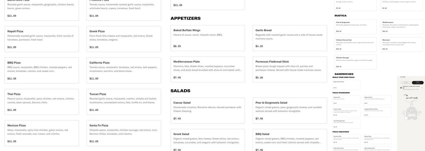 M3 Pizza Menu