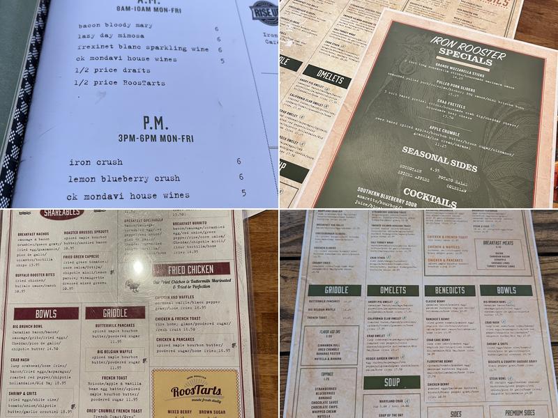 Iron Rooster- Annapolis Menu