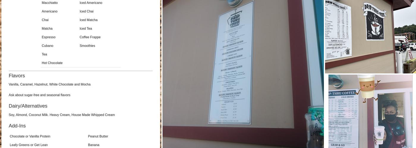 Drip-Thru Coffee® Menu