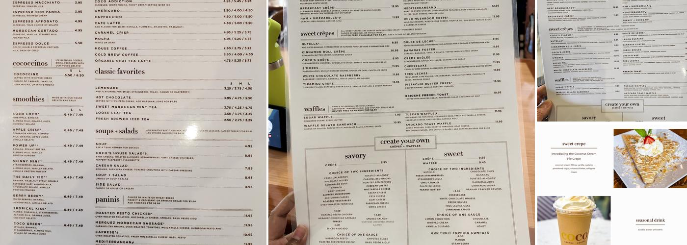 Coco Crepes & Coffee Menu