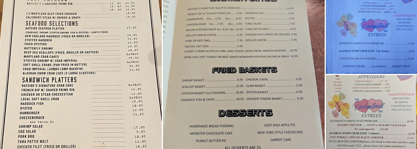 Bayside Inn Menu