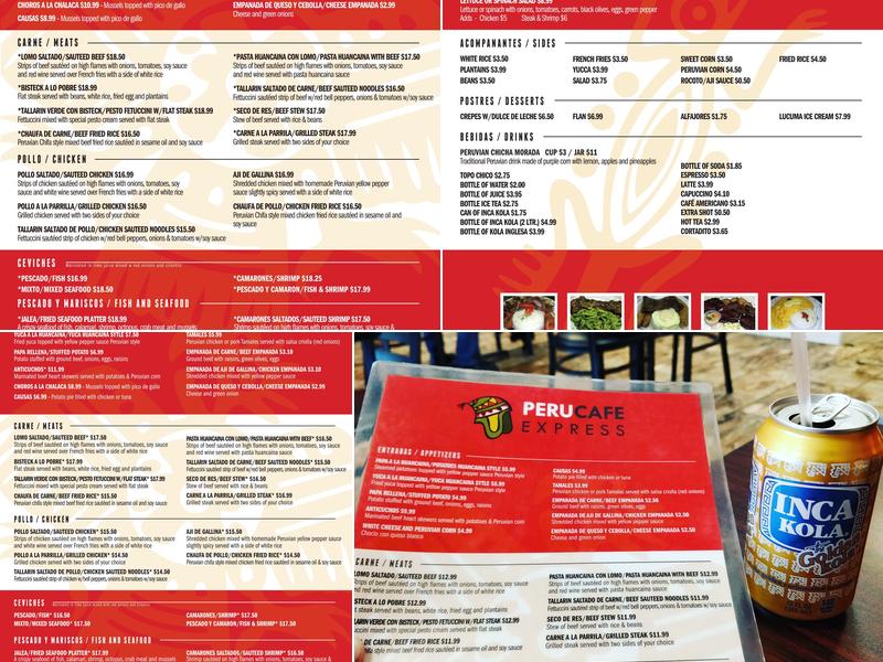 Peru Cafe Express Menu