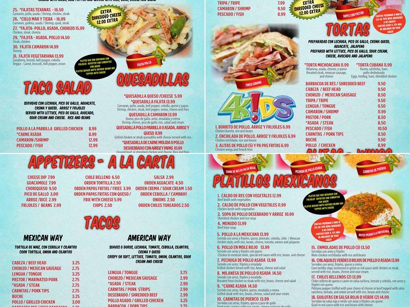 El Rio Grande Restaurant Menu