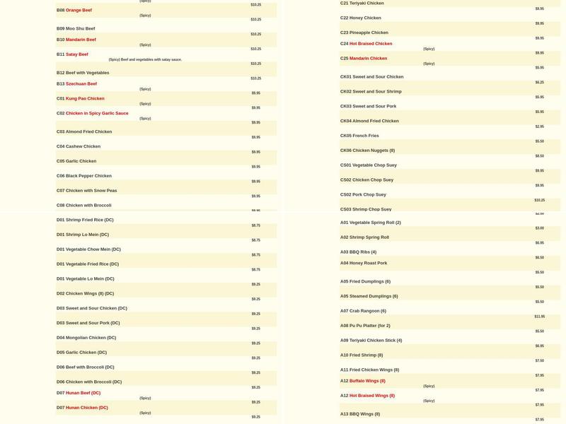 China Wok Restaurant Menu