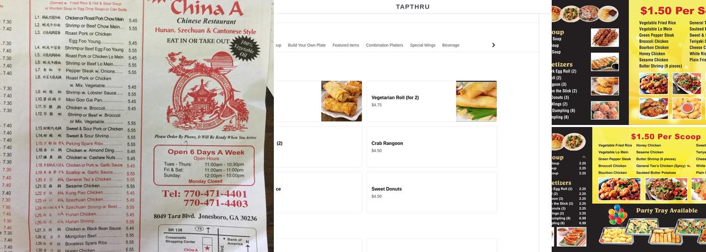 China A Menu
