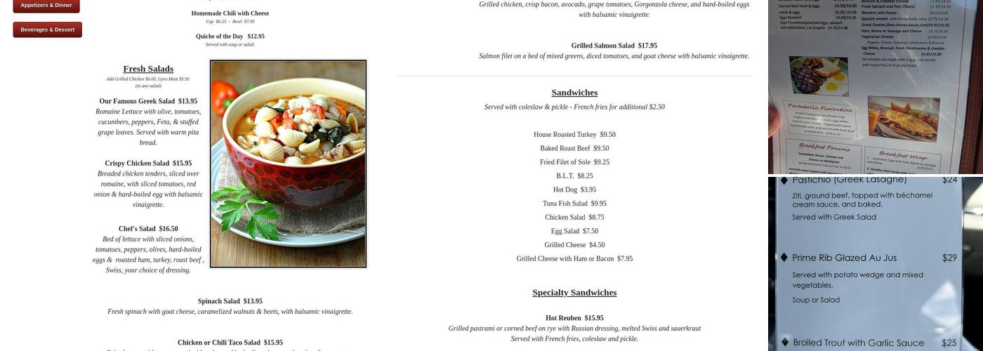 Millbrook Diner Menu