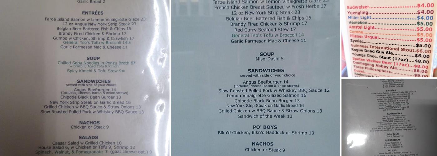Pig Bar Menu