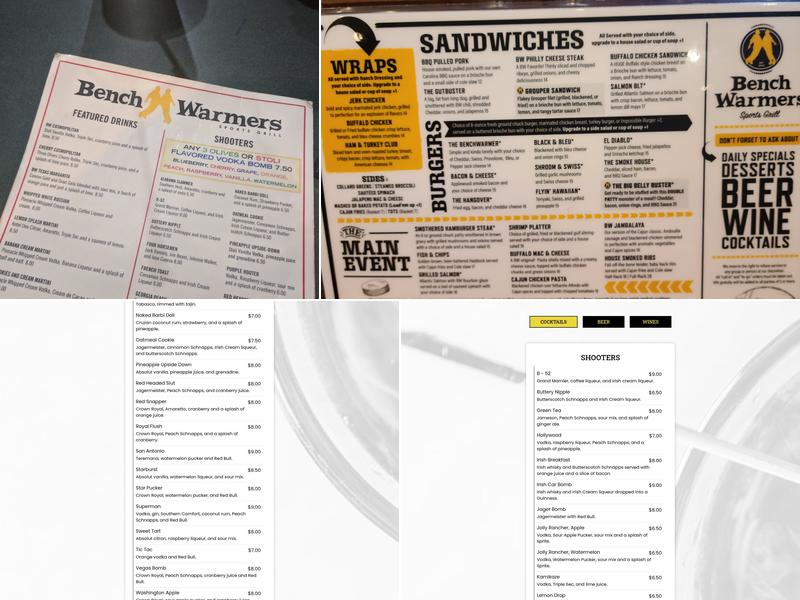 Bench Warmers Sports Grill Menu