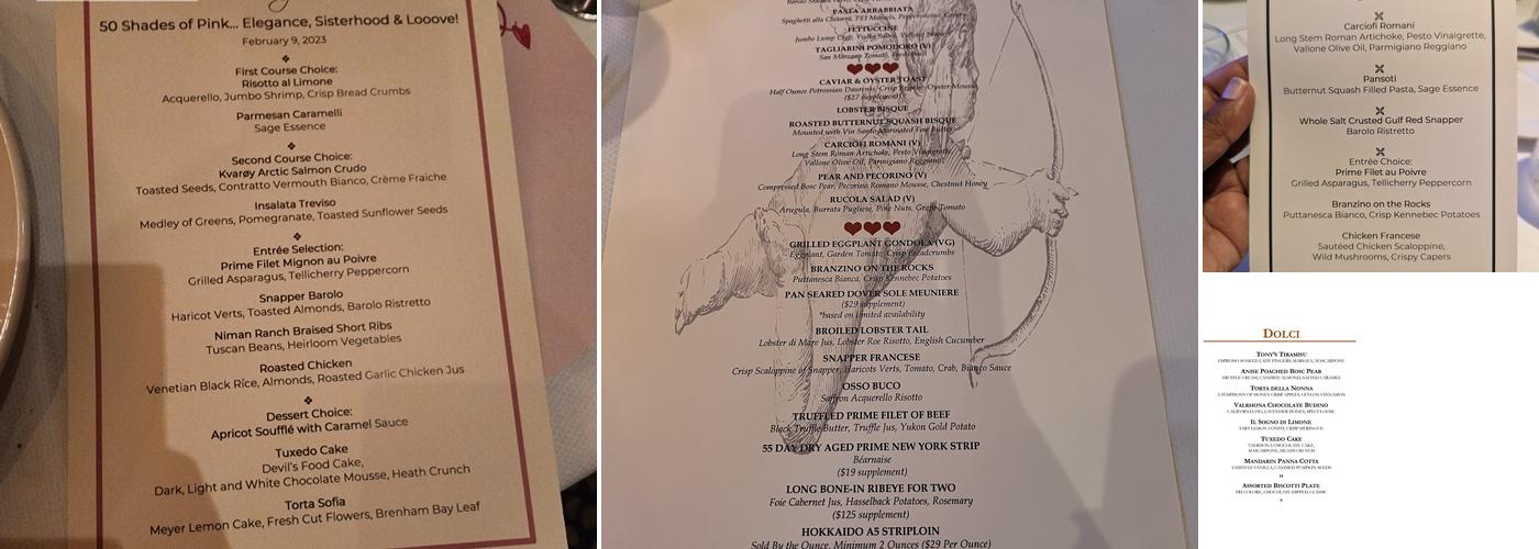 Tony's Menu