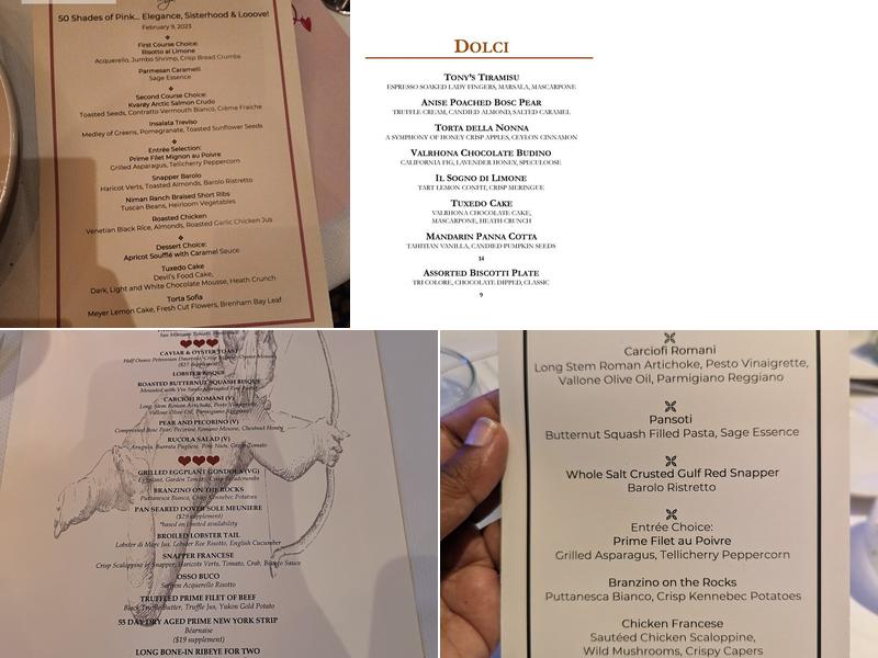 Tony's Menu