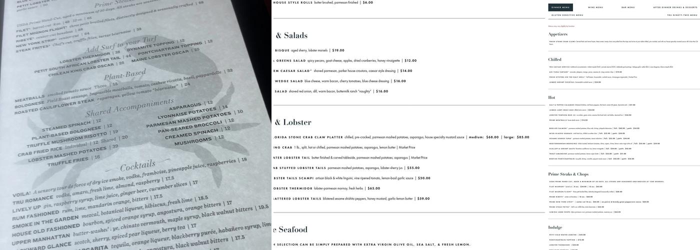 Truluck's - Ocean's Finest Seafood & Crab Menu
