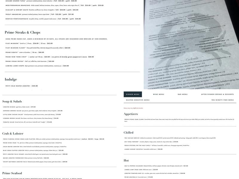 Truluck's - Ocean's Finest Seafood & Crab Menu