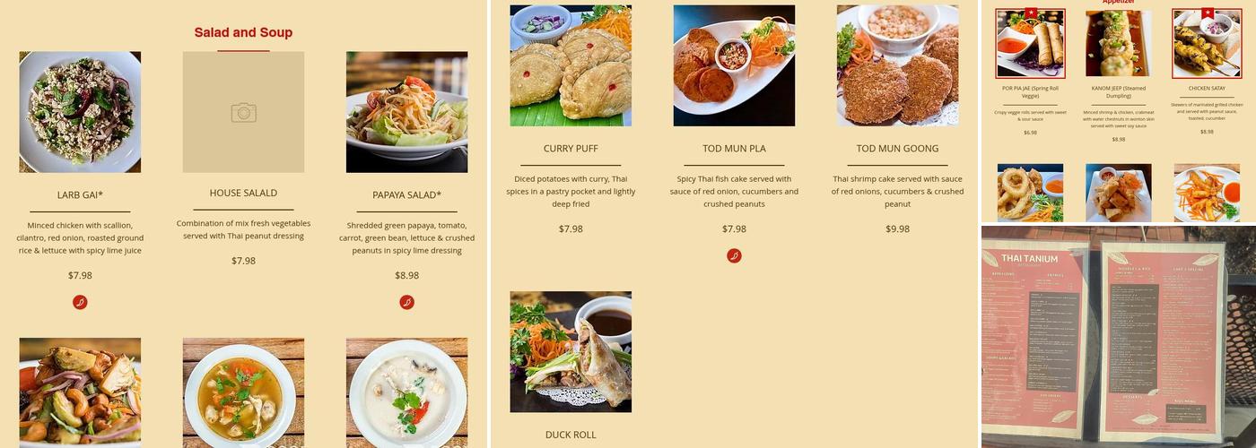 Thai Tanium Restaurant Menu