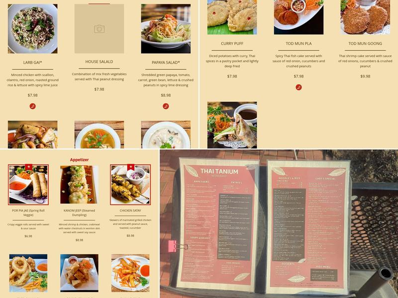 Thai Tanium Restaurant Menu