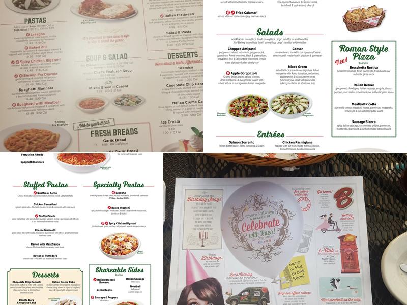 Buca di Beppo Italian Restaurant Menu