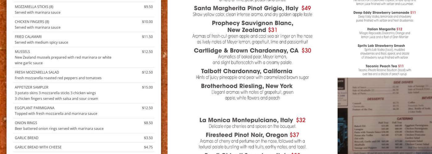 Salvatore's Wood Fired Pizza Menu