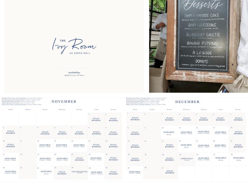 Tiny's No. 5 Menu