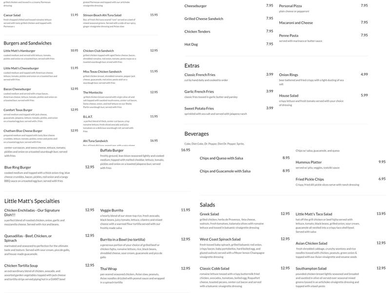 Little Matt's Menu