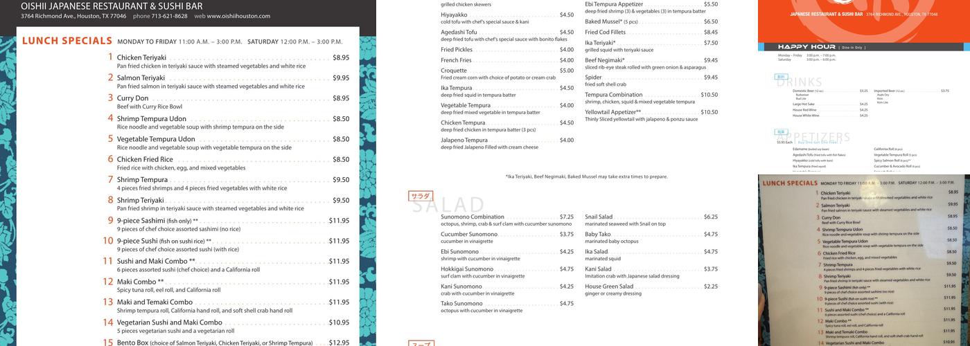 Oishii Menu