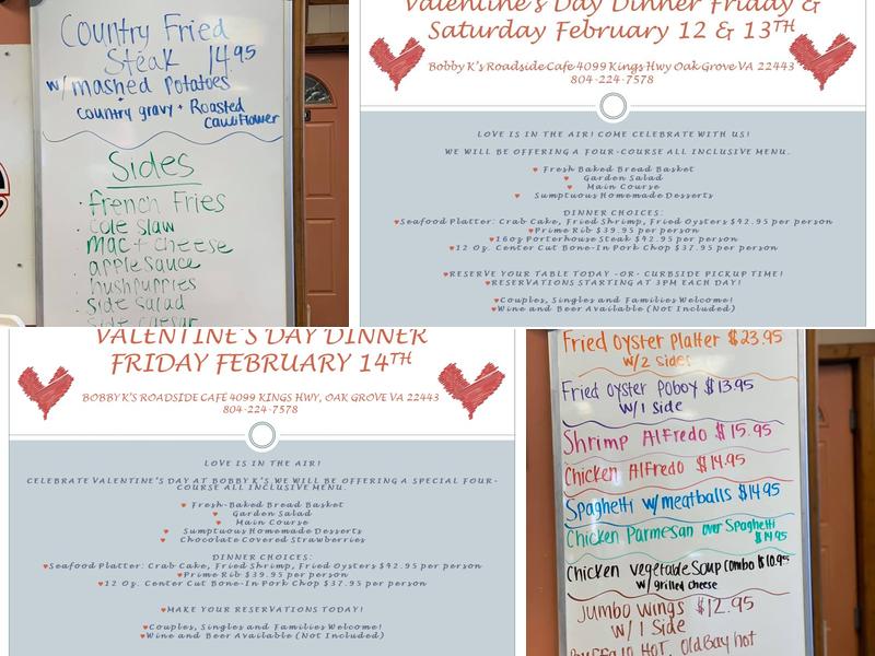 Bobby K's Roadside Cafe Menu