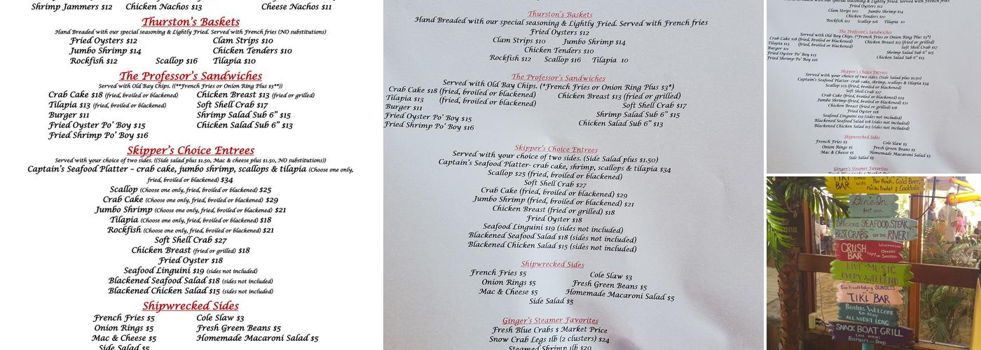 Gilligan's Pier Seafood & Steakhouse Menu