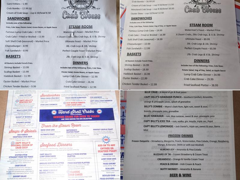 Captain Billy's Crab House Menu