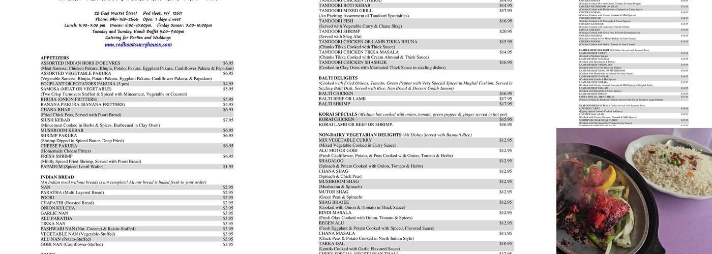 Red Hook Curry House Menu