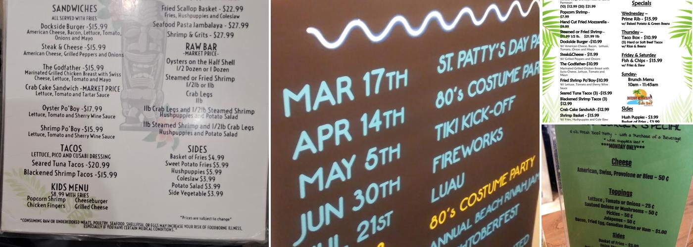 Dockside Restaurant & Tiki Bar Menu