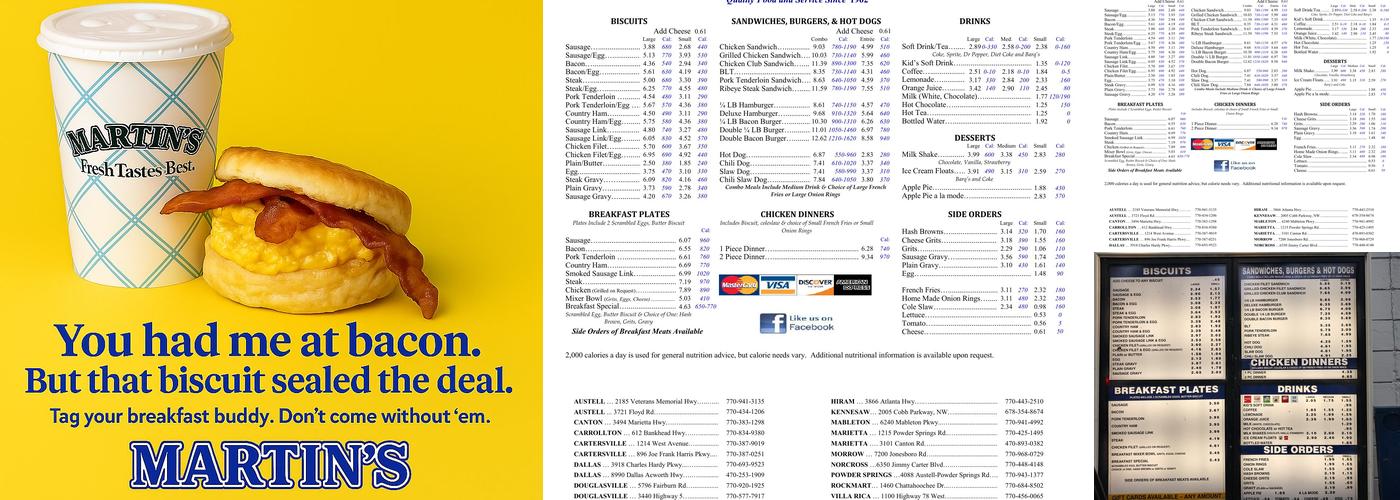 Martin's Restaurant - Austell Veterans Memorial Menu