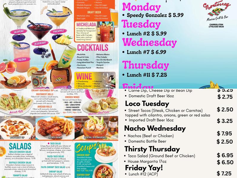 Monterrey Mexican Grill & Bar Menu