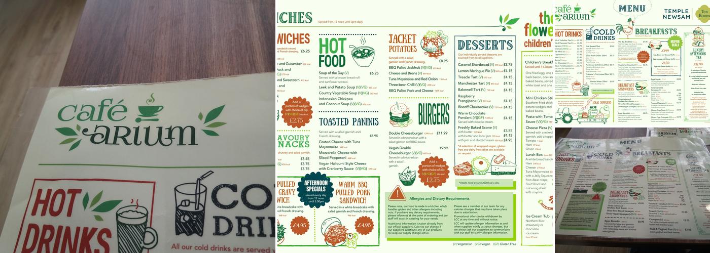 Cafe Arium Leeds Park Nursery Menu