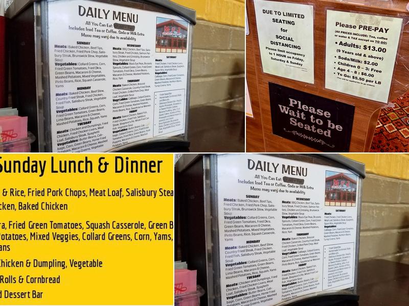 M & J Home Cooking Carrollton Menu