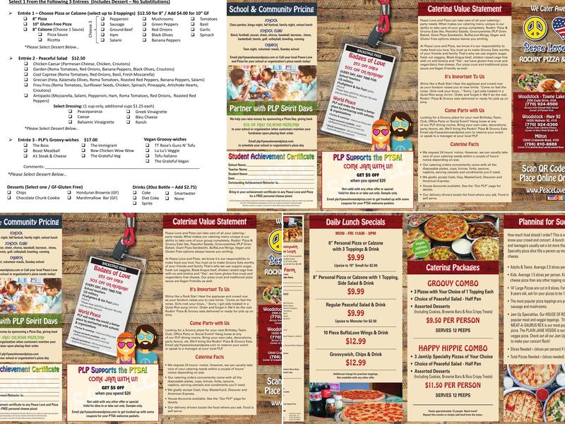 Peace Love and Pizza - Towne Lake Menu