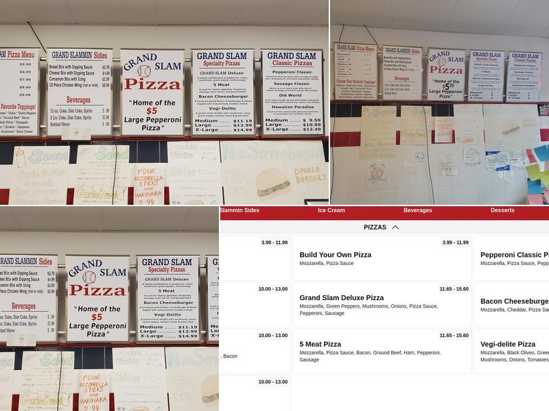 Grand Slam Pizza Menu