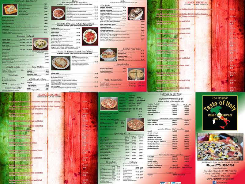Taste of Italy Menu