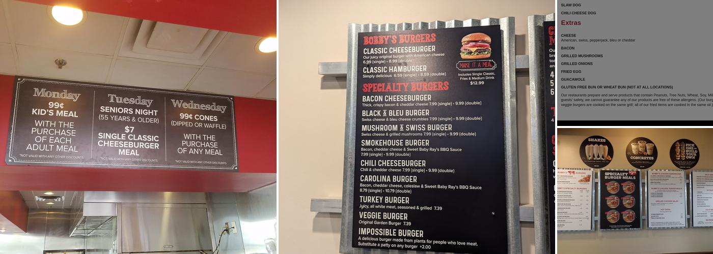 Cheeseburger Bobby's Menu