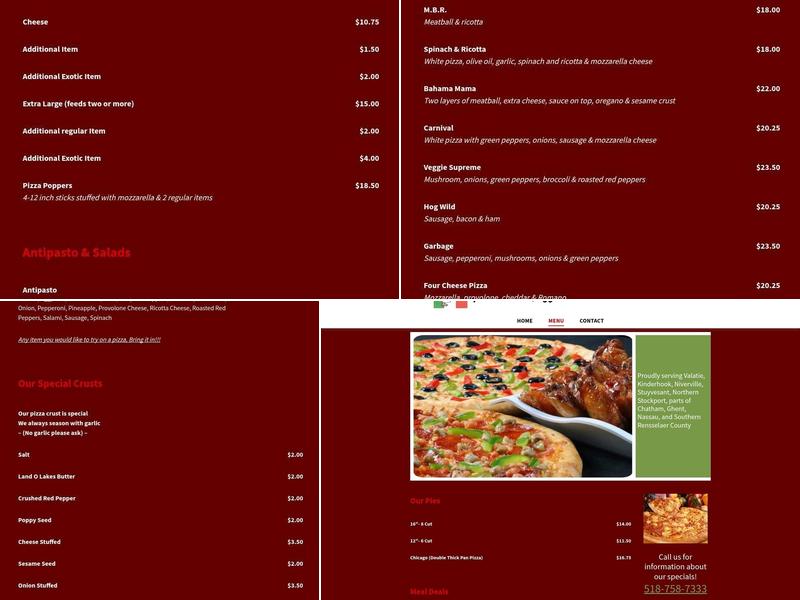 Mark's Pizza Menu