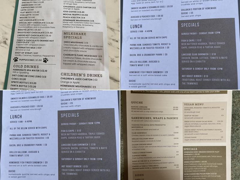The Lakeside Café Menu