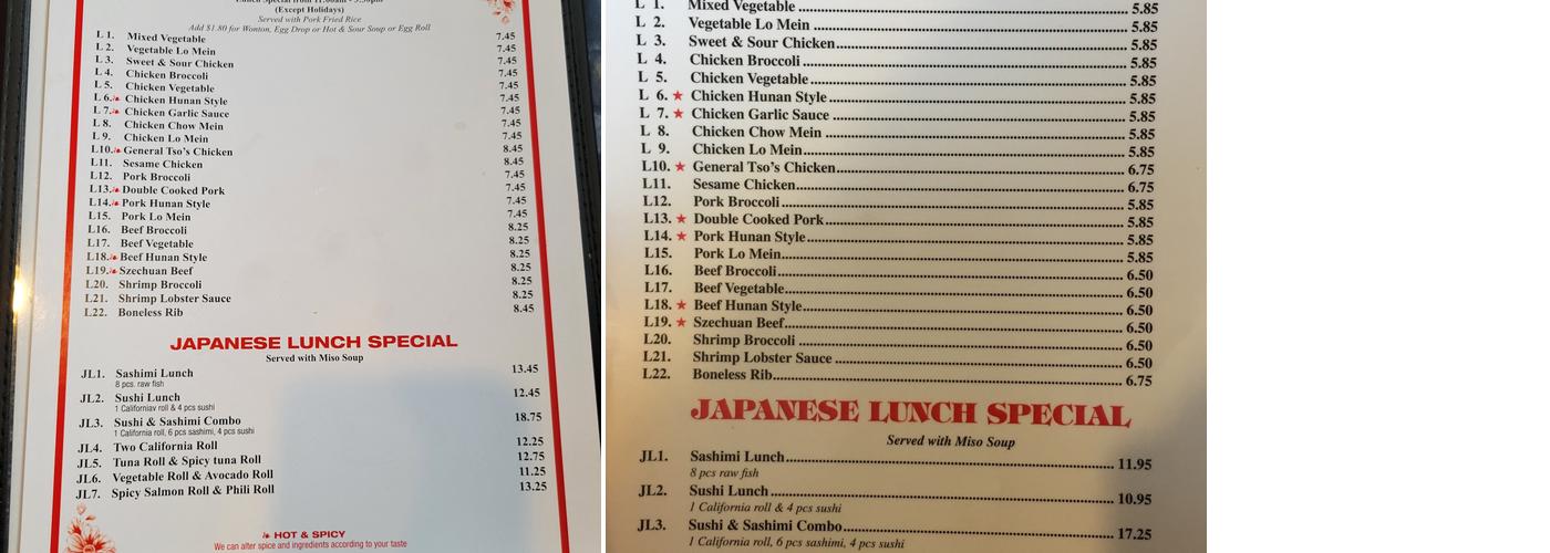 Chopstick Menu