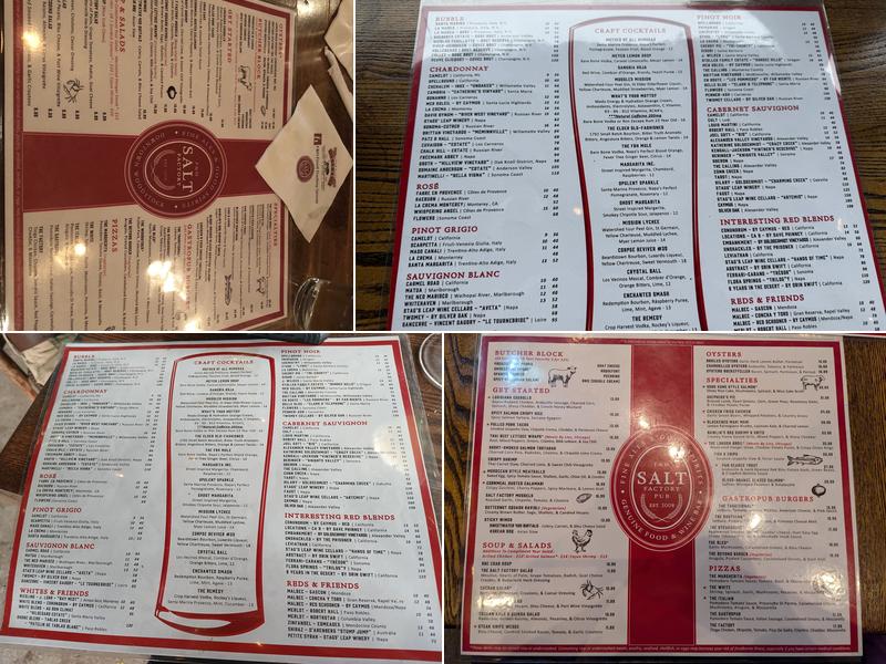 Salt Factory Pub Menu