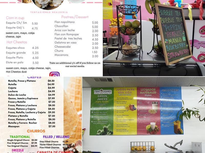 Tentaciones Heladería Ice Cream Shop Menu