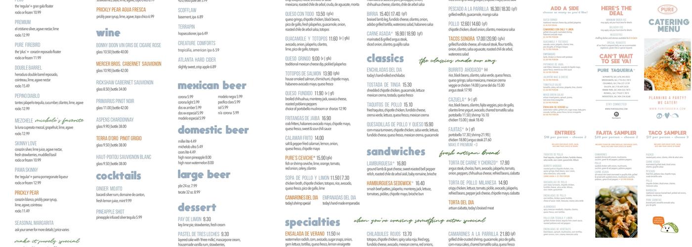 Pure Taqueria Menu