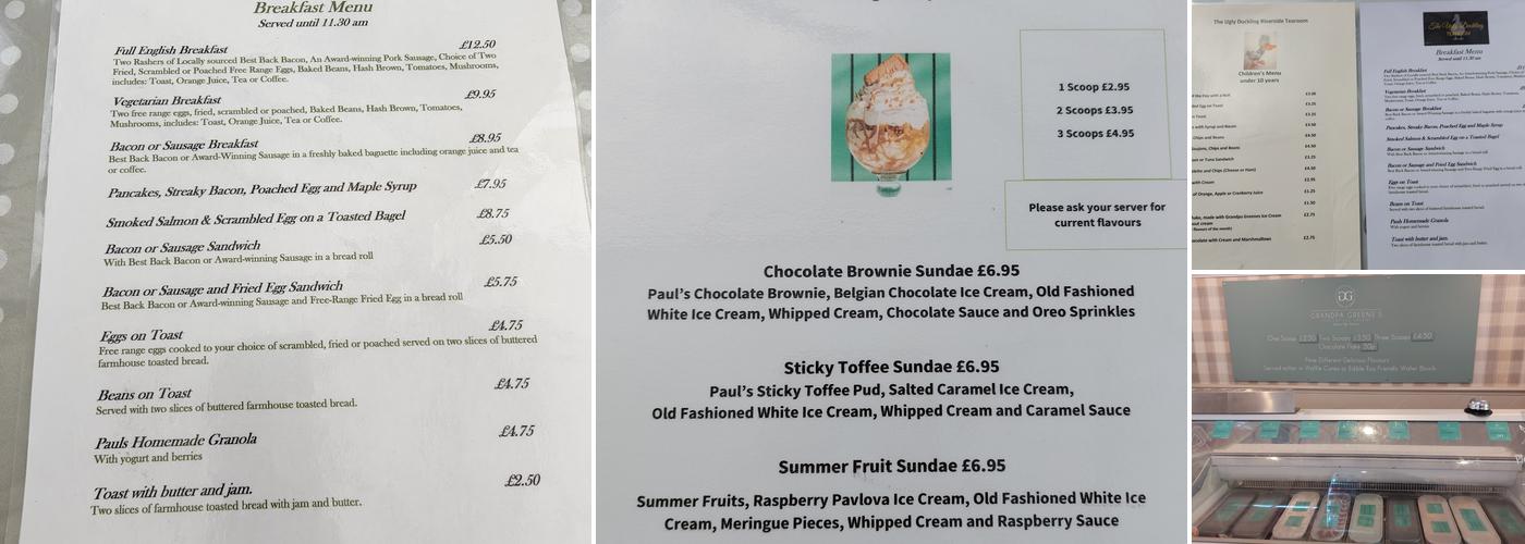 The Ugly Duckling Tearoom Menu